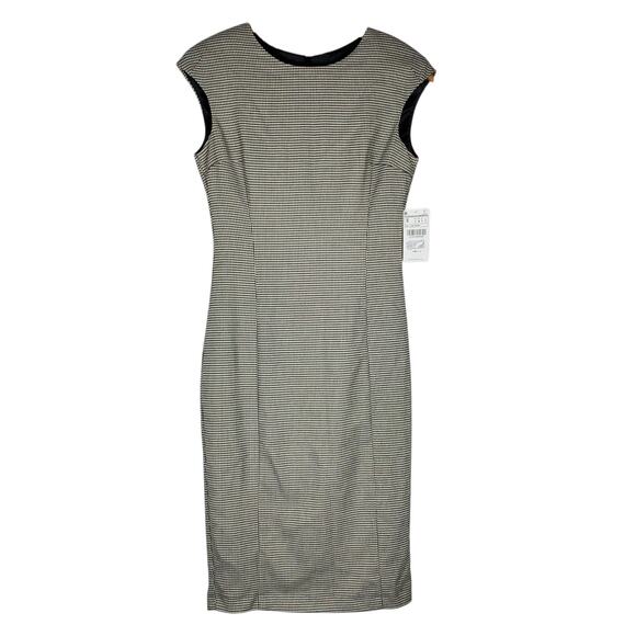 Zara Dresses & Skirts - NEW Zara Basic Houndstooth Cap Sleeve Sheath Dress Size S Black White Career